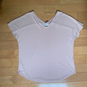 Pink Rose Double V- Neck Soft Flowy T-Shirt